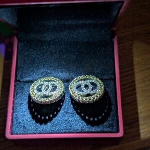 CHANEL Gold and Silver Stud Earrings